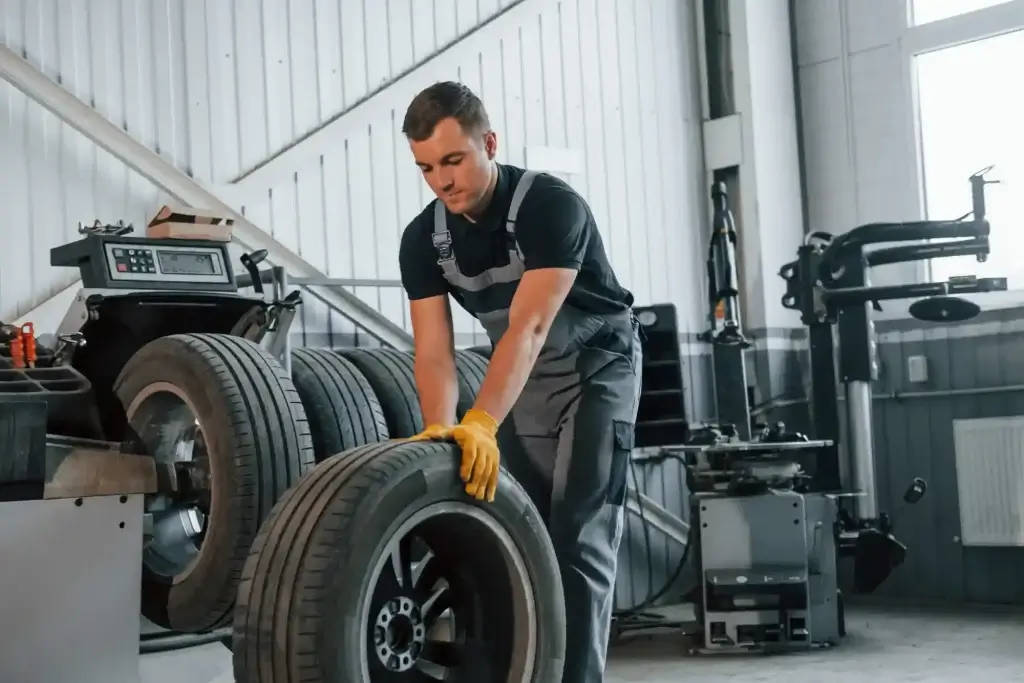 walking with tire man